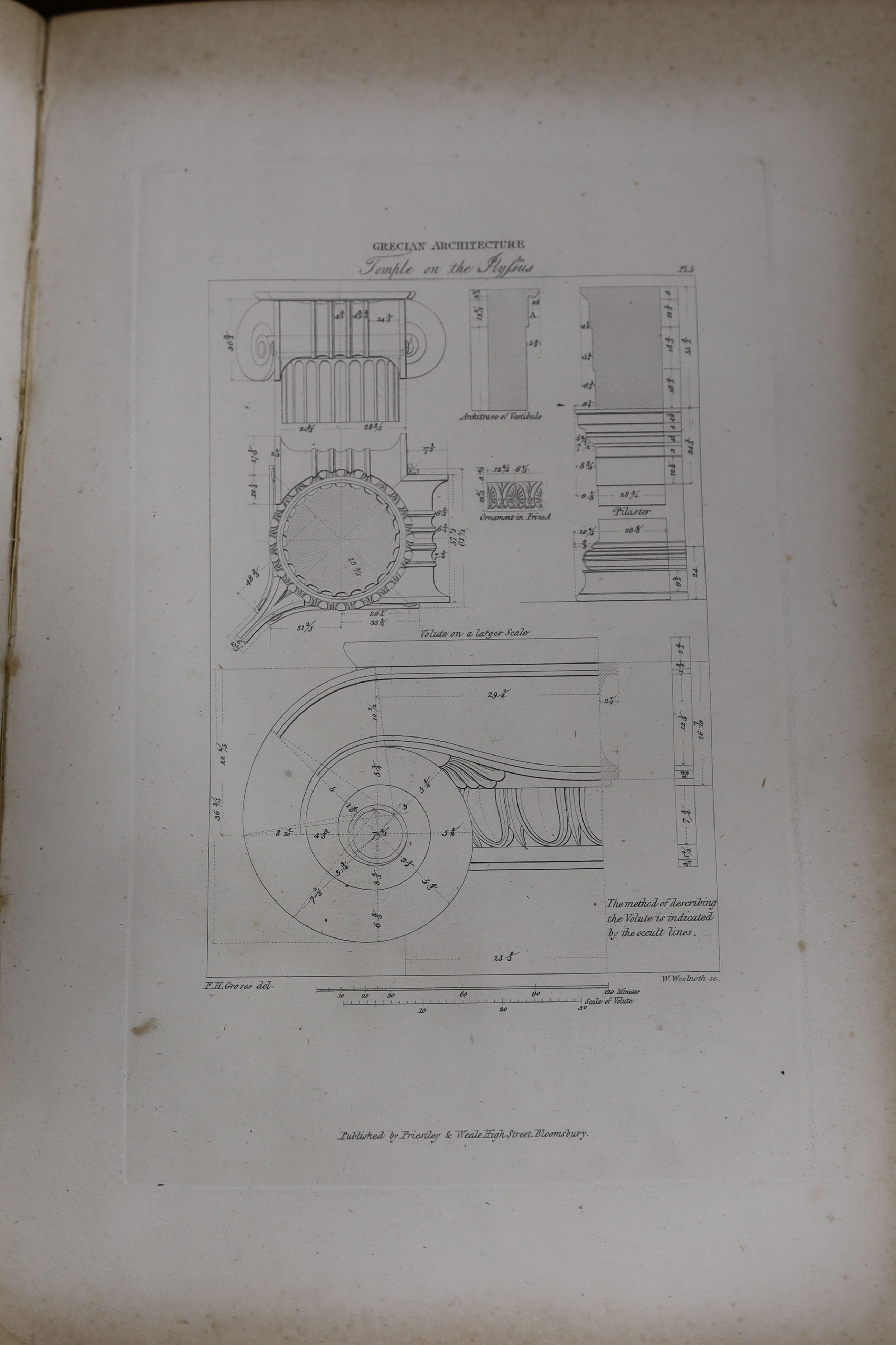 William Chambers, 'Civil Architecure' 2 vols 1825 engraved plates, half calf